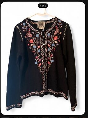 Curio black embroidered cardigan sz M